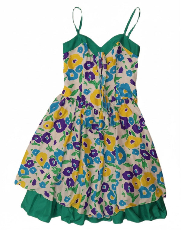 VERA MONT Dame Ærmeløs A-Line Kjole UK 8 Small White Floral