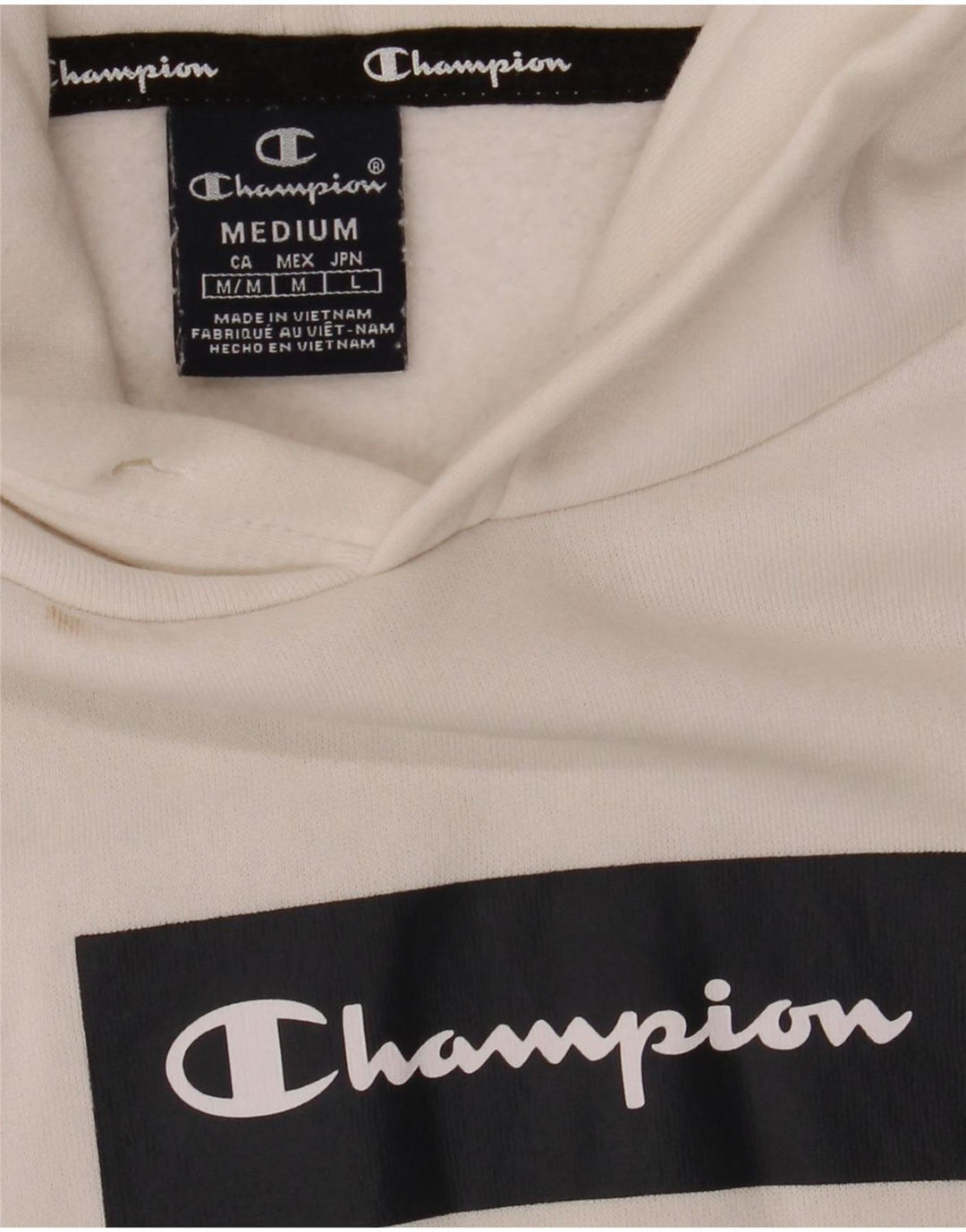 Champion Herre grafisk hættetrøje Jumper Medium hvid bomuld