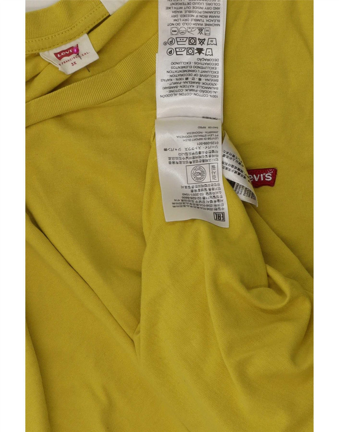 Levi's Herre T-Shirt Top 3XL Gul Bomuld