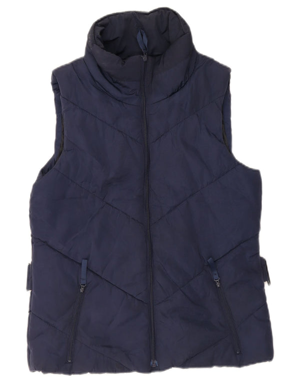 Zara Womens Polstret Gilet UK 12 Medium Navy Blue Polyester