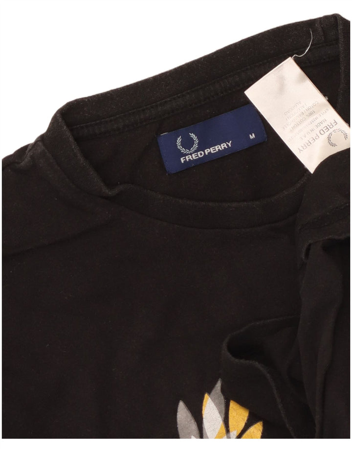 Fred Perry Herre grafisk T-shirt Top Medium Sort Bomuld