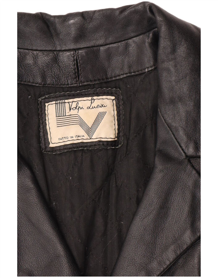 Vintage læderfrakke til kvinder UK 12 Medium Sort