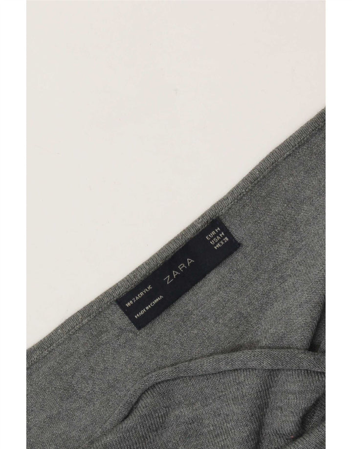 Zara Dame Bluse Top UK 14 Mellemgrå Akryl