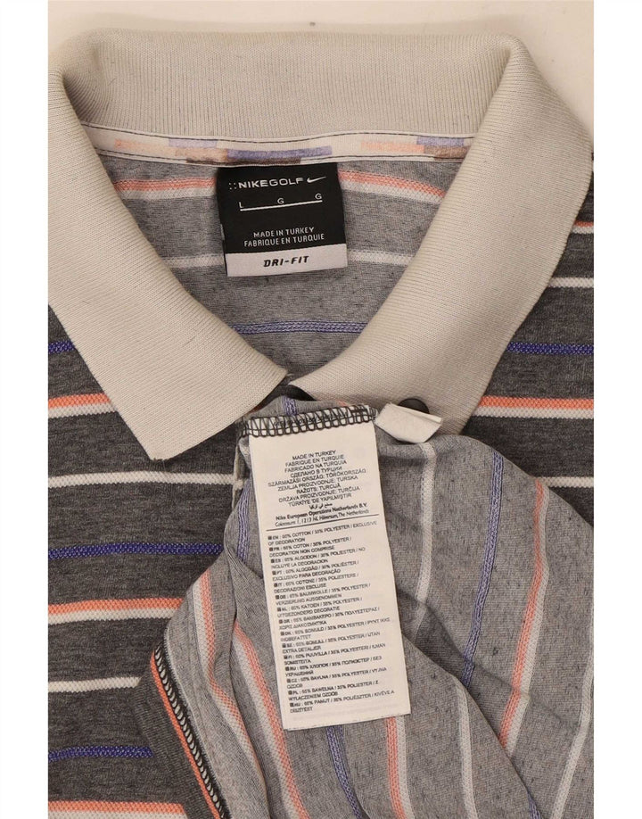 Nike Dri Fit poloshirt til mænd, stor gråstribet bomuld