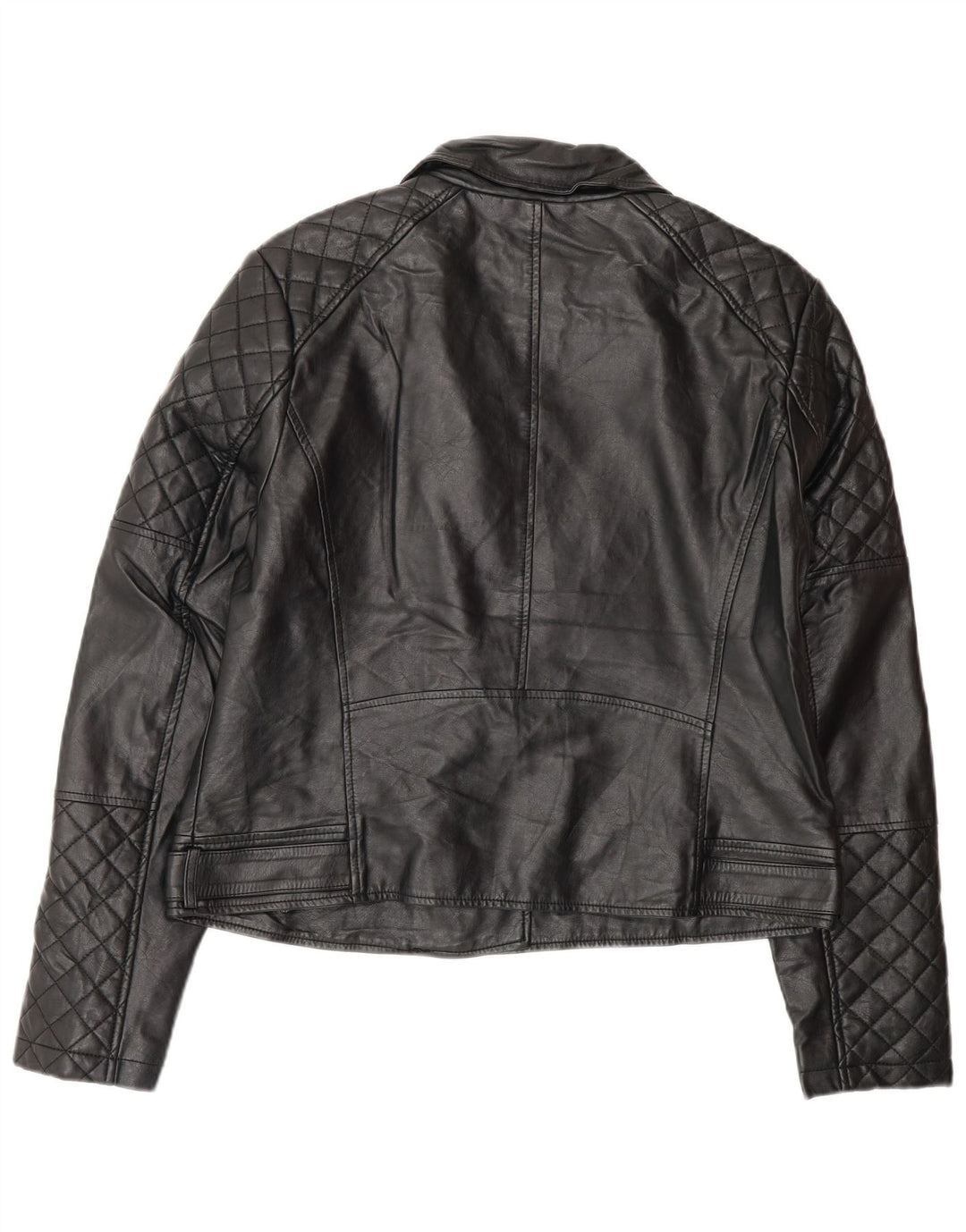 Oasis Womens Biker-jakke i imiteret læder UK 16 Stor sort polyethylen