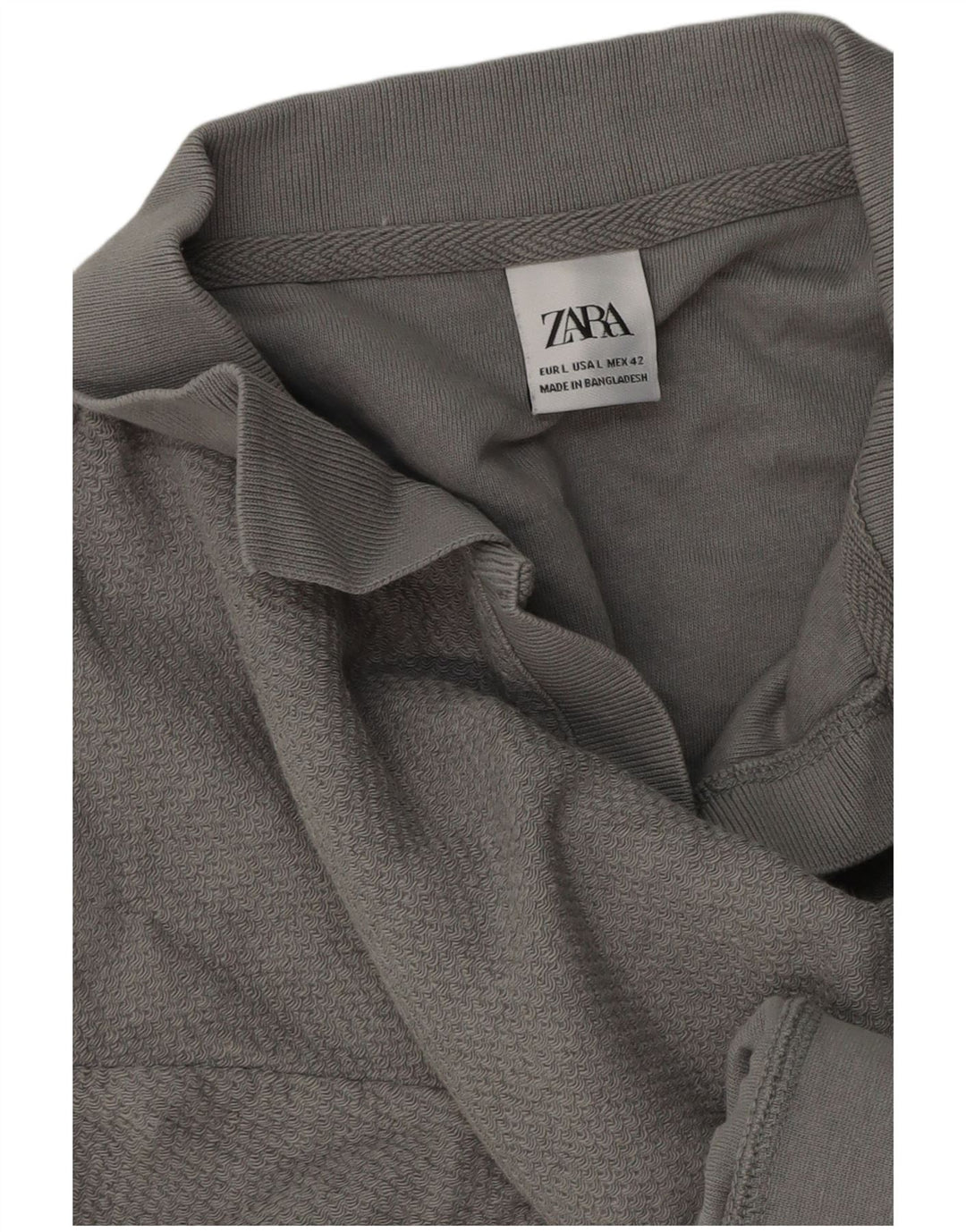 Zara Herre Kortærmet Polo Neck Jumper Sweater Stor Grå