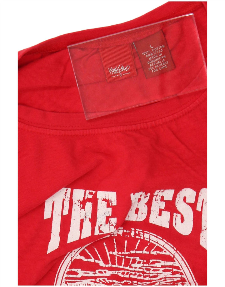 MOSSIMO Dame Crop Grafisk Top Langærmet UK 16 Stor Rød Bomuld