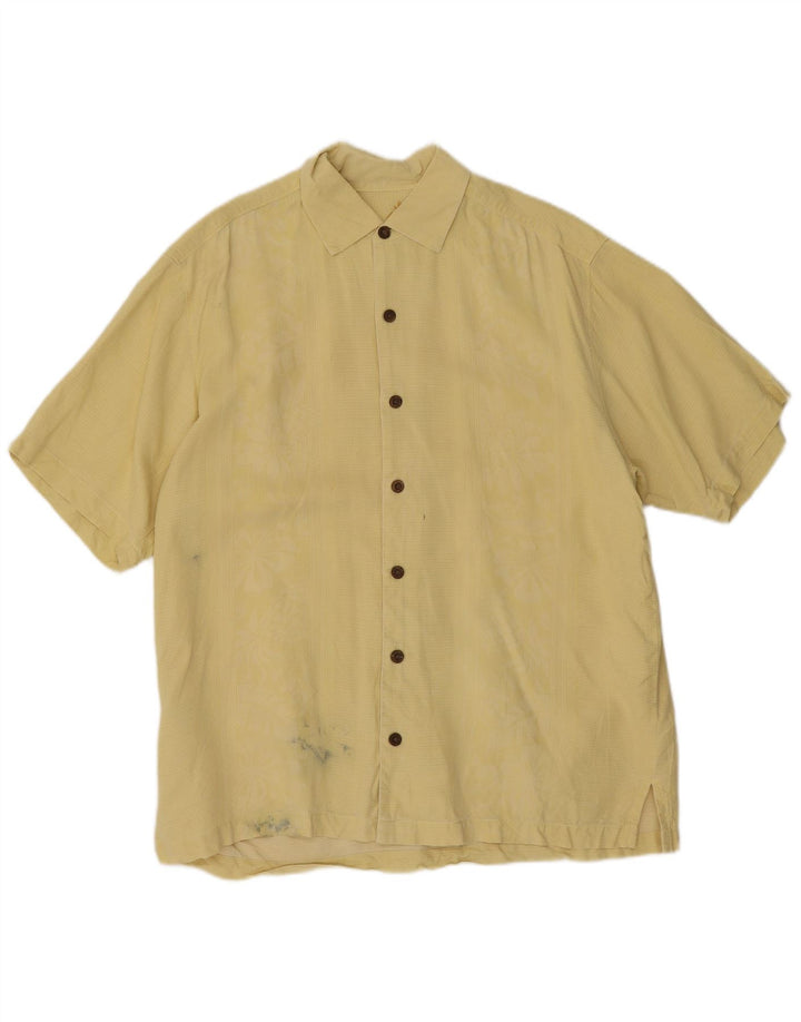 Tommy Bahama Kortærmet Herreskjorte Medium Gul Floral Silke