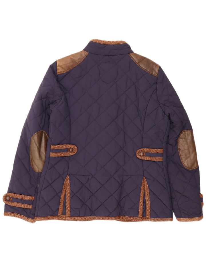 Zara Quiltet jakke til kvinder UK 14 Medium Navy Blue Colourblock Bomuld