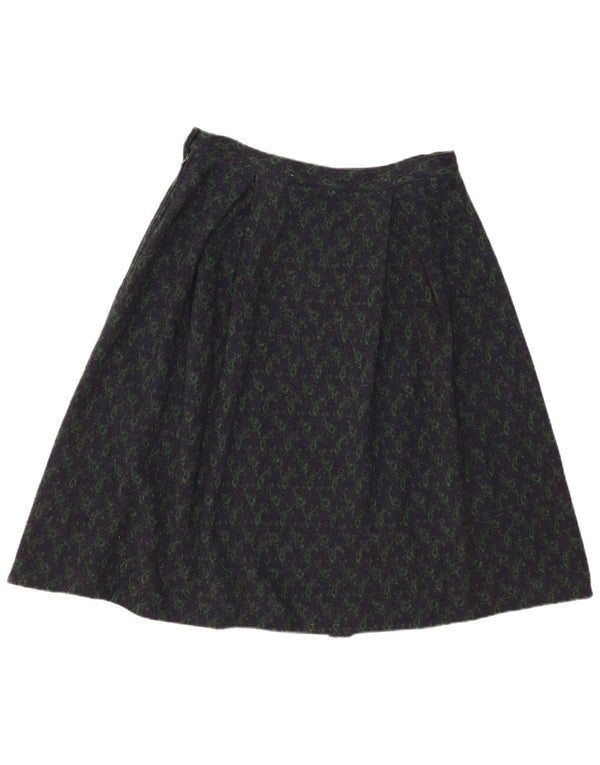 Vintage A-line nederdel til kvinder W28 Medium Navy Blue Paisley