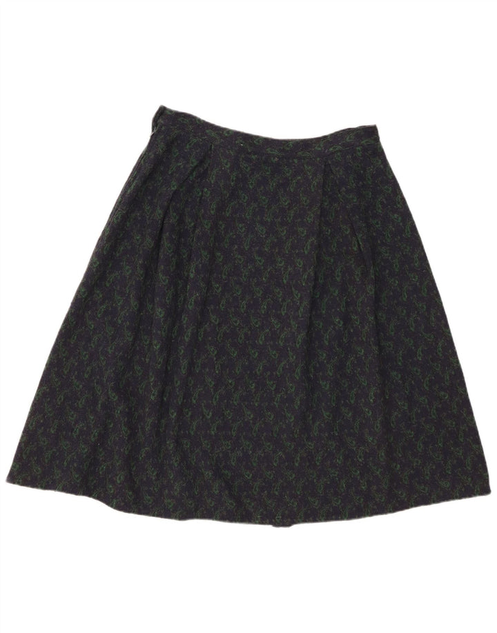 Vintage A-line nederdel til kvinder W28 Medium Navy Blue Paisley