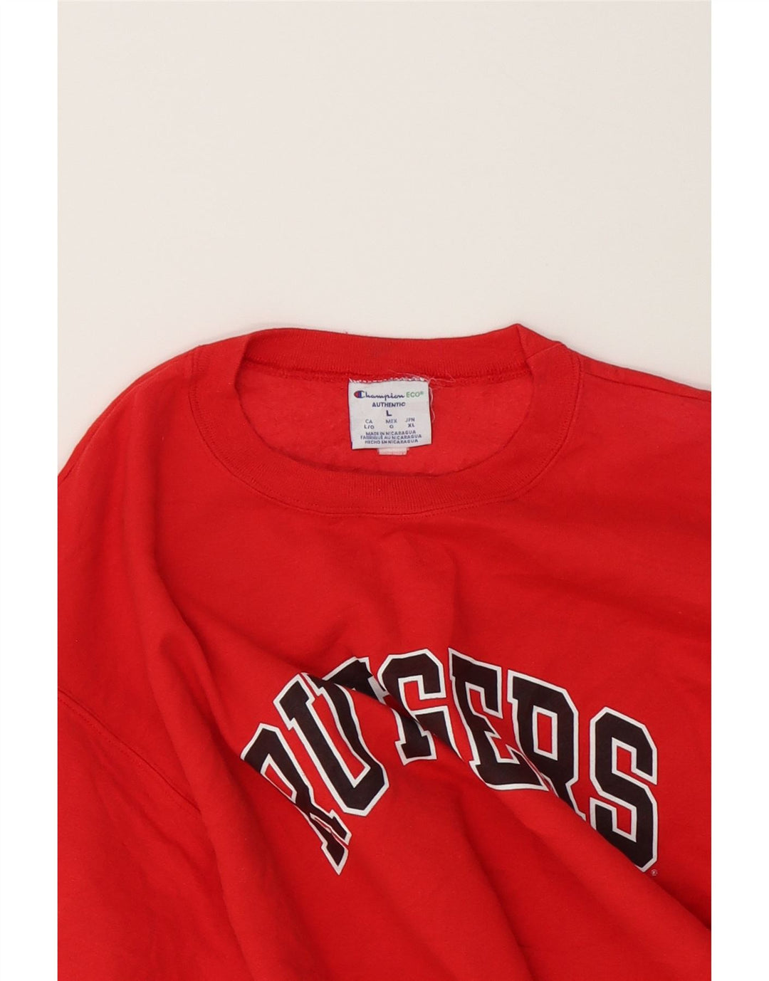 CHAMPION Mens Graphic Sweatshirt Jumper Large Red Cotton Vintage Champion and Second-Hand Champion from Messina Hembry 