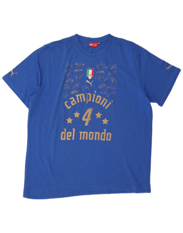 Puma Herre Italia Grafisk T-Shirt Top 2XL Blå Bomuld