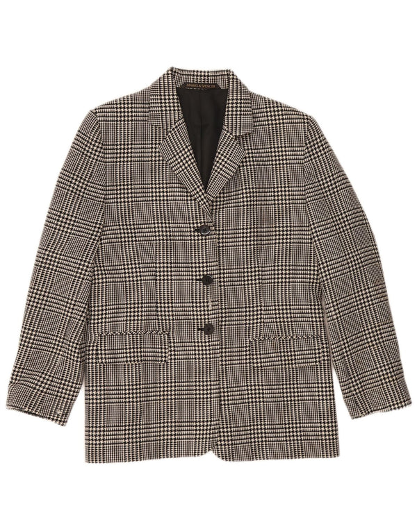 Marks & Spencer Dame 3-knaps blazerjakke UK 14 Large Black Houndstooth
