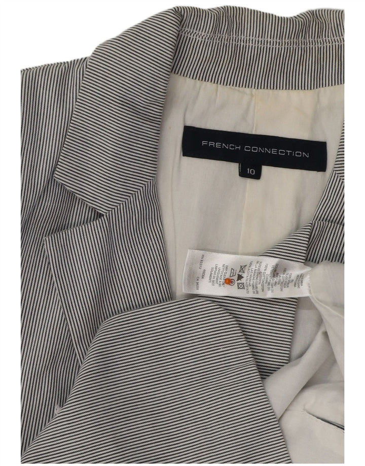 FRENCH CONNECTION Dame Blazer Jacket UK 10 Small Blue Pinstripe