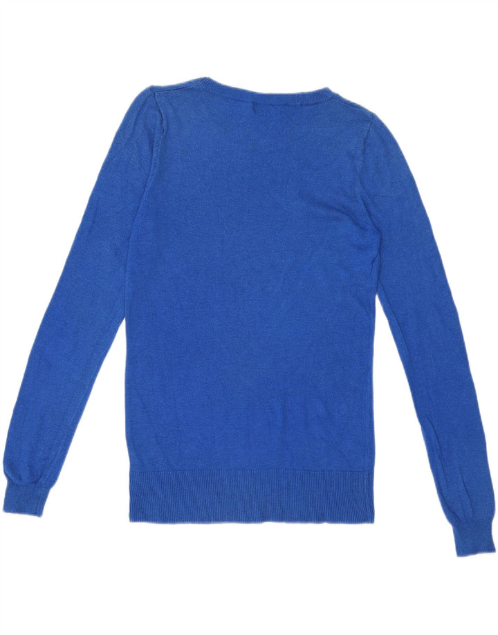MOSSIMO Womens Boat Neck Jumper Sweater UK 10 Small Blue Nylon Vintage Mossimo and Second-Hand Mossimo from Messina Hembry 