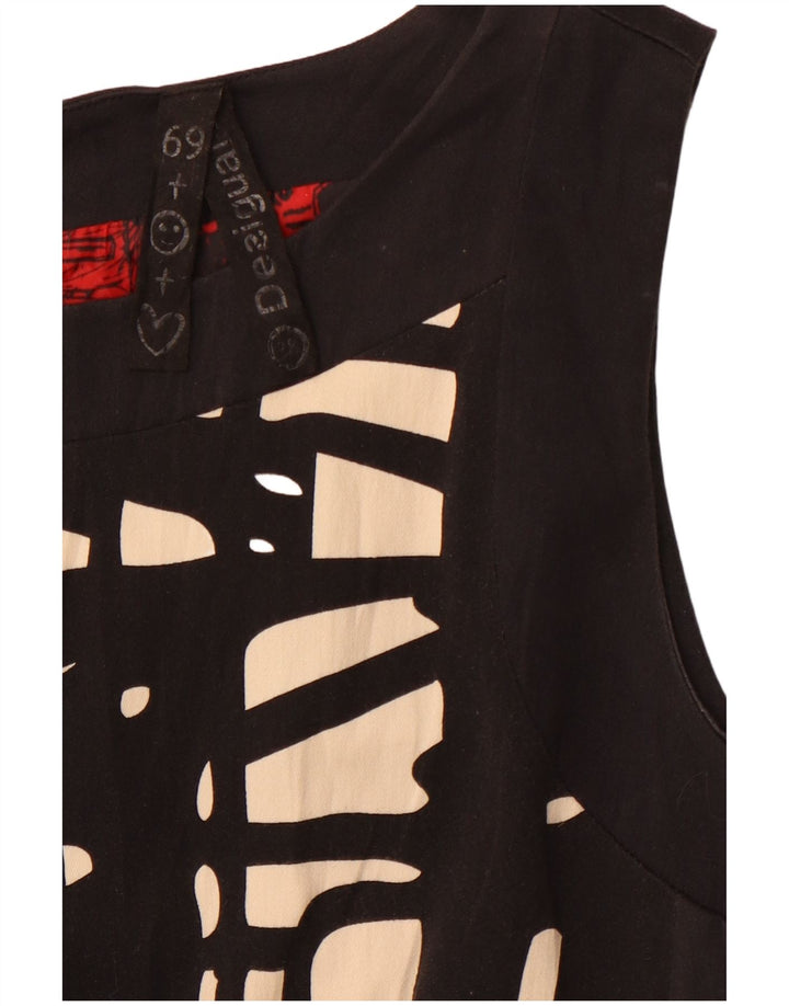 DESIGUAL Kvinder Abstrakt Mønster Skede Kjole EU 38 Medium Sort