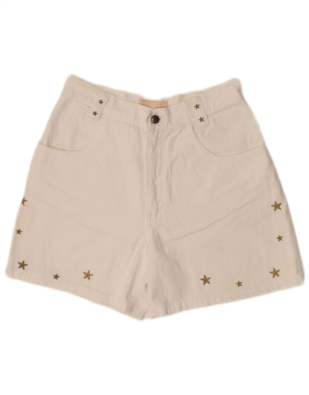 Vintage denimshorts til kvinder IT 42 Medium W30 Hvid geometrisk bomuld