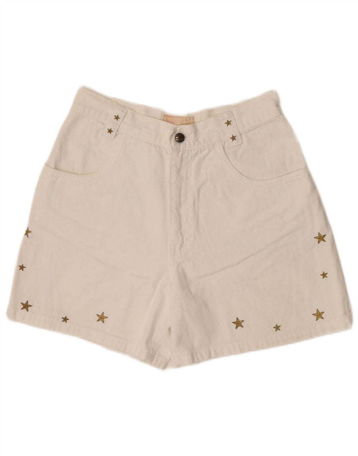 Vintage denimshorts til kvinder IT 42 Medium W30 Hvid geometrisk bomuld