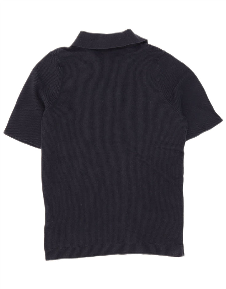 Marks & Spencer Dame Polo Shirt UK 12 Medium Navy Blue Bomuld