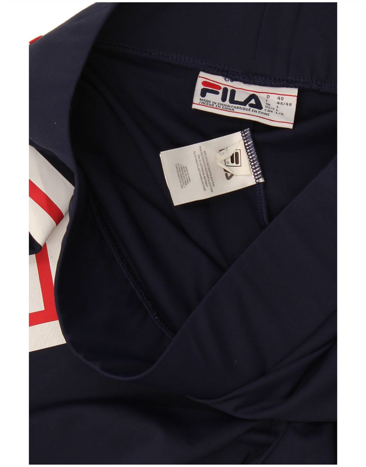 Fila Kvinders Grafiske Leggings UK 14 Large Navy Blue Geometrisk Polyester