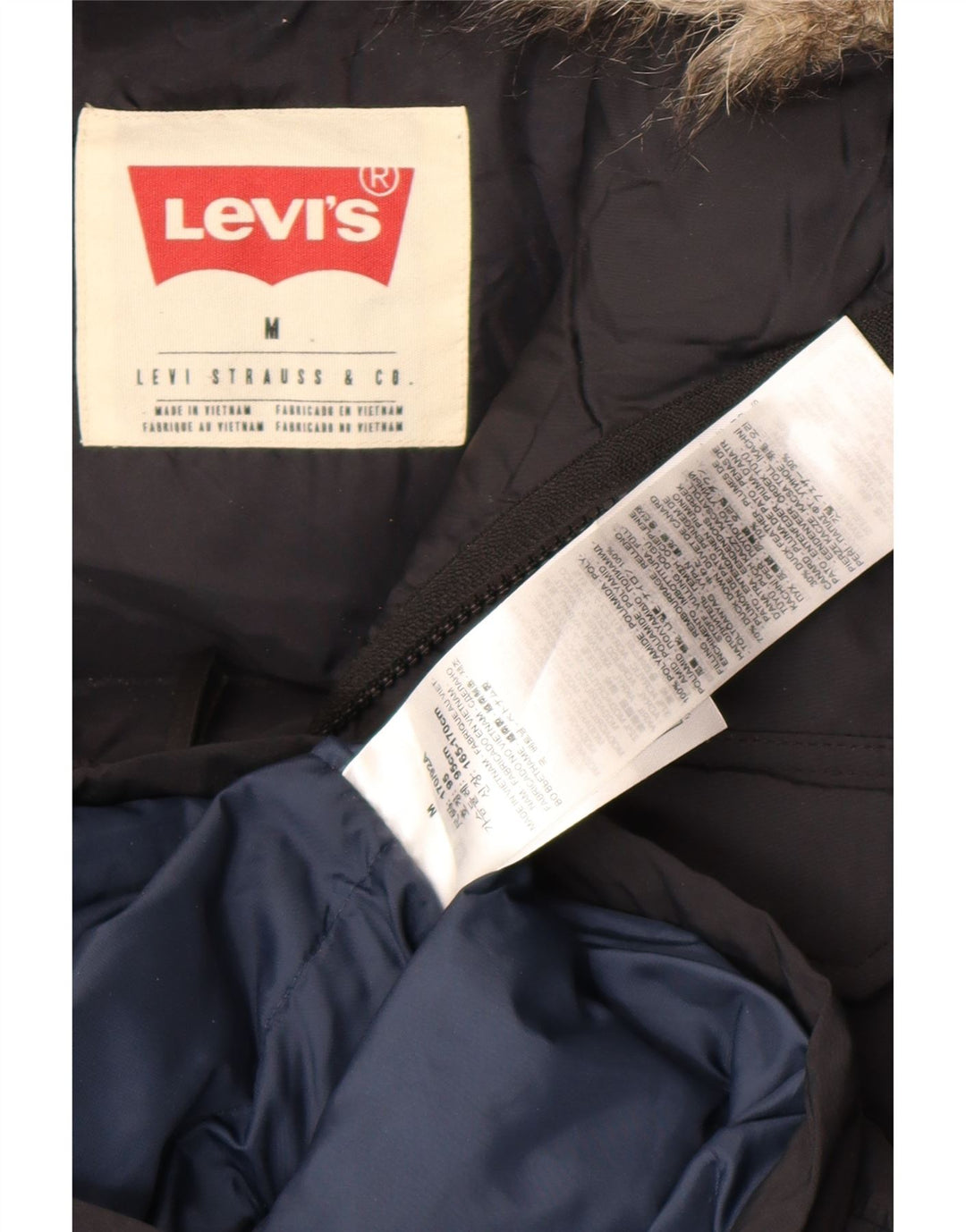 Levi's Herre hættepolstret jakke UK 38 Medium Sort Polyamid