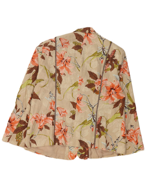 GERRY WEBER Dame 3/4-ærmet blazerjakke UK 20 2XL Beige Floral