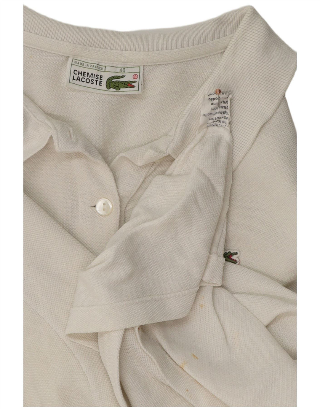 Lacoste Dame Polo Shirt Størrelse 46 XL Hvid Bomuld