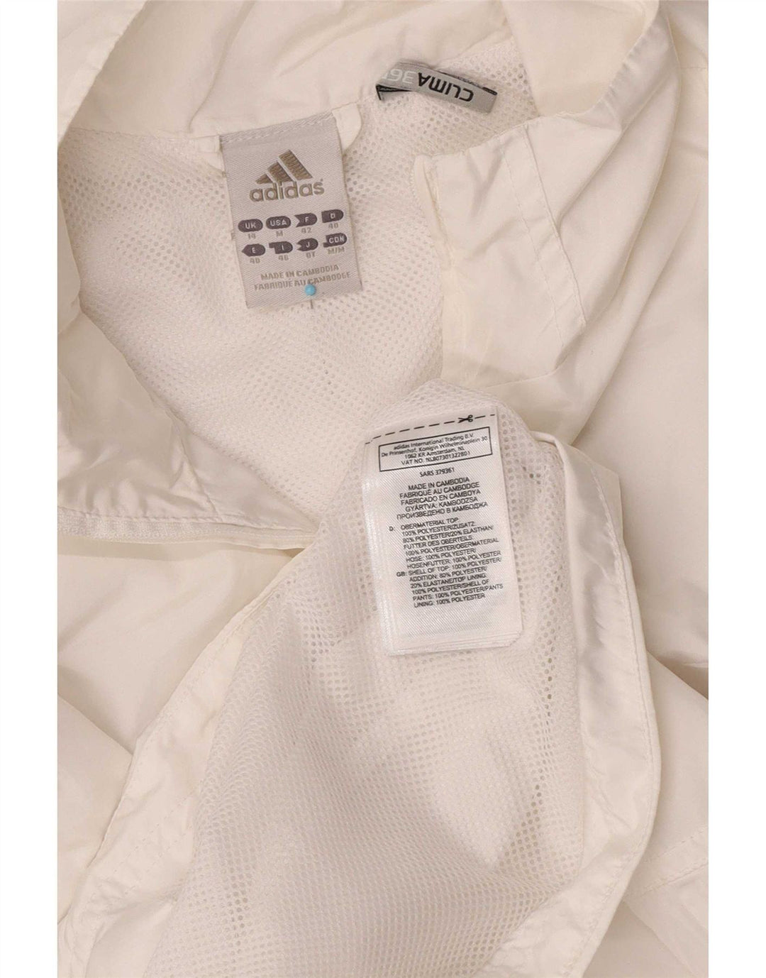 Adidas Dame Clima 365 Træningsdragt Topjakke UK 14 Medium White Polyester