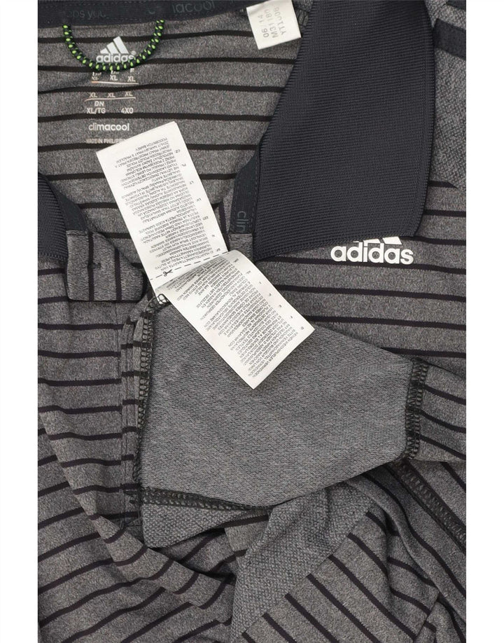 Adidas Herre Climacool Polo Shirt XL Gråstribet polyester
