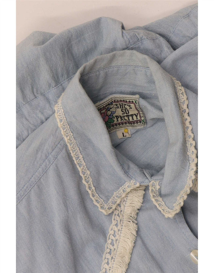 Vintage Dame Ærmeløs Playsuit UK 16 Large Blue