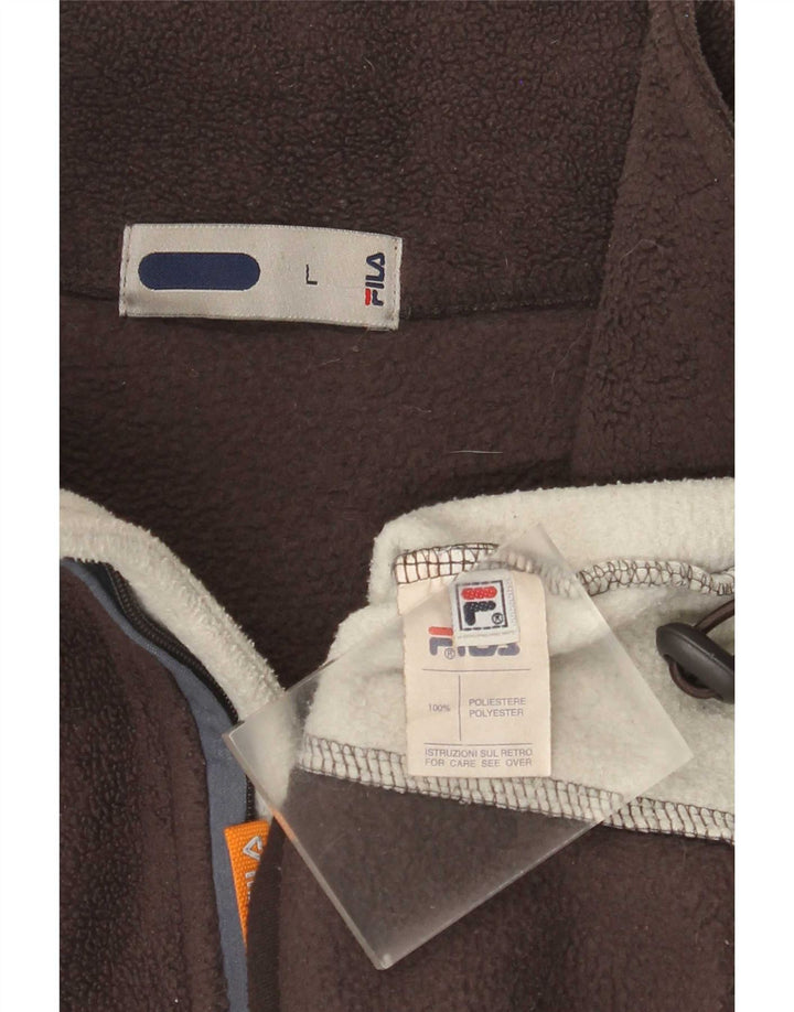 Fila herre lynlås hals fleece jumper stor brun colourblock polyester