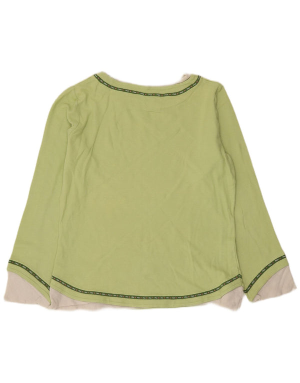 Fila Dame Top Langærmet UK 18 XL Grøn Colourblock Bomuld