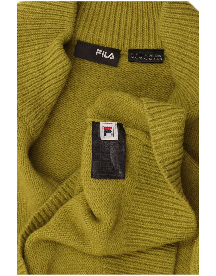 Fila Herre Zip Neck Jumper Sweater XL Khaki Wool