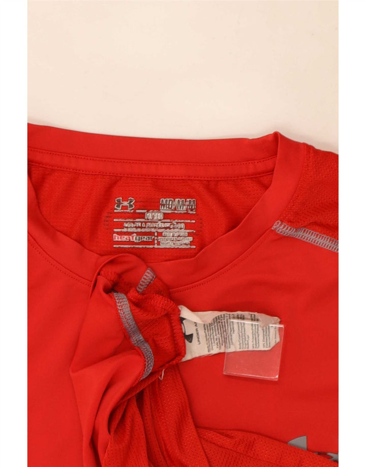 Under Armour Herre Heat Gear T-Shirt Top Medium Rød Polyester