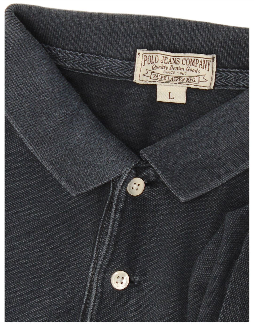 RALPH LAUREN Grafisk langærmet poloshirt til mænd Large Navy Blue