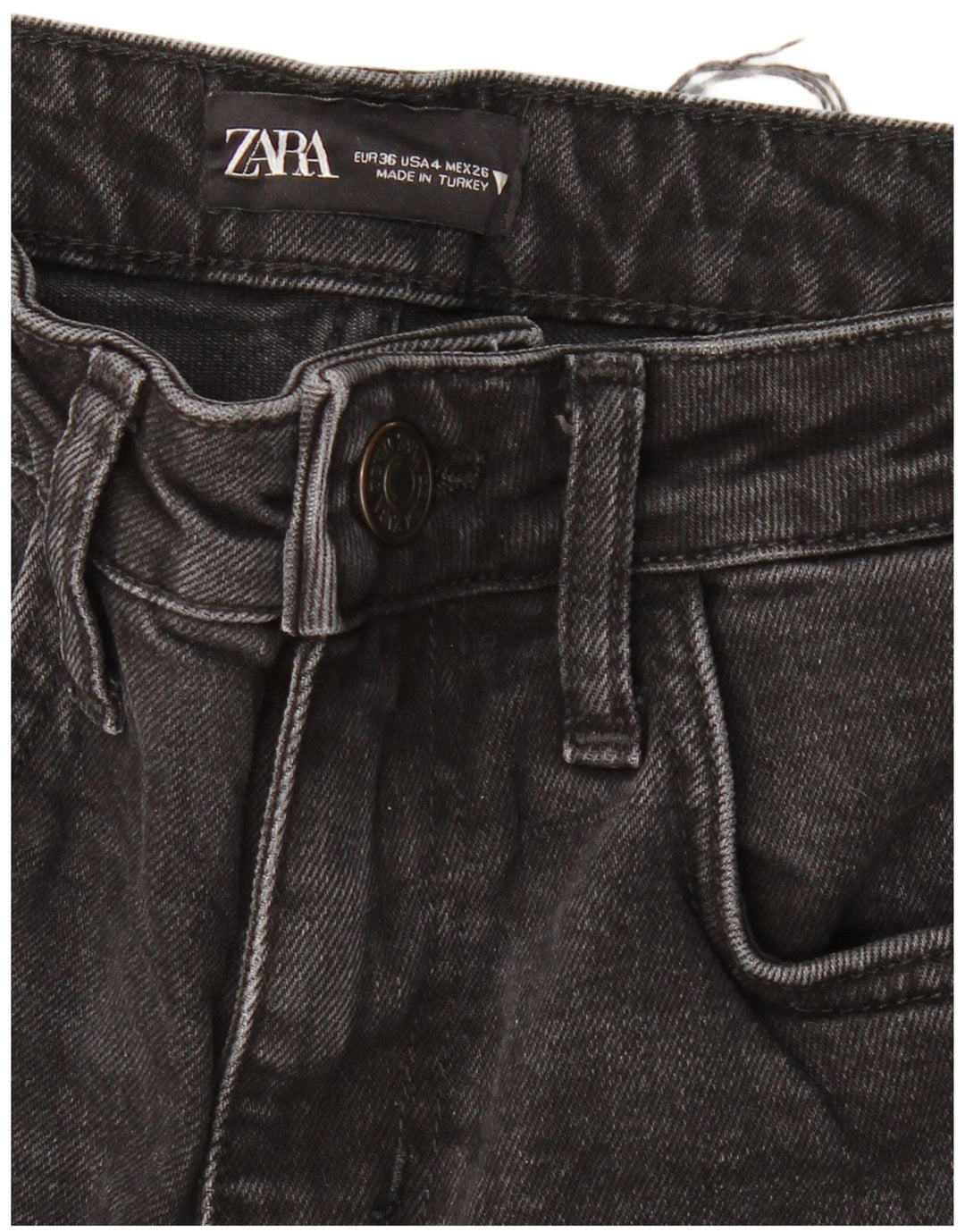 ZARA Dame Højtaljede Lige Jeans EU 36 XS W26 L27 Sort