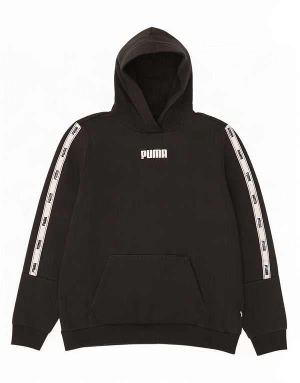 Puma Graphic Hoodie Jumper UK 16 Large Black Colourblock Bomuld