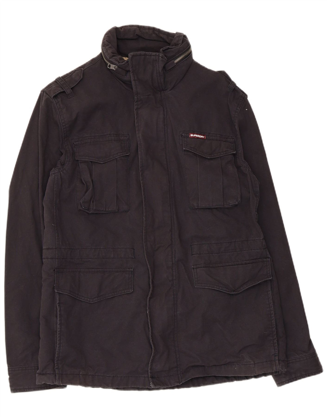 Superdry Herre Utility Jacket UK 40 Large Black Cotton