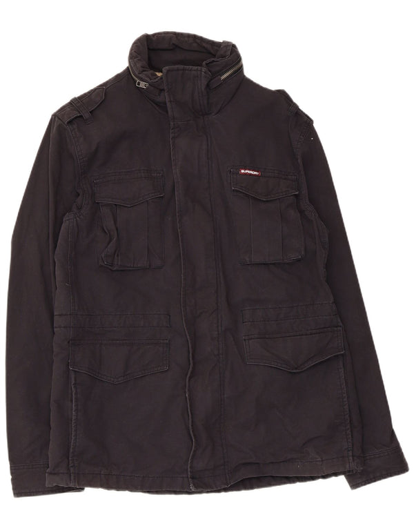 Superdry Herre Utility Jacket UK 40 Large Black Cotton