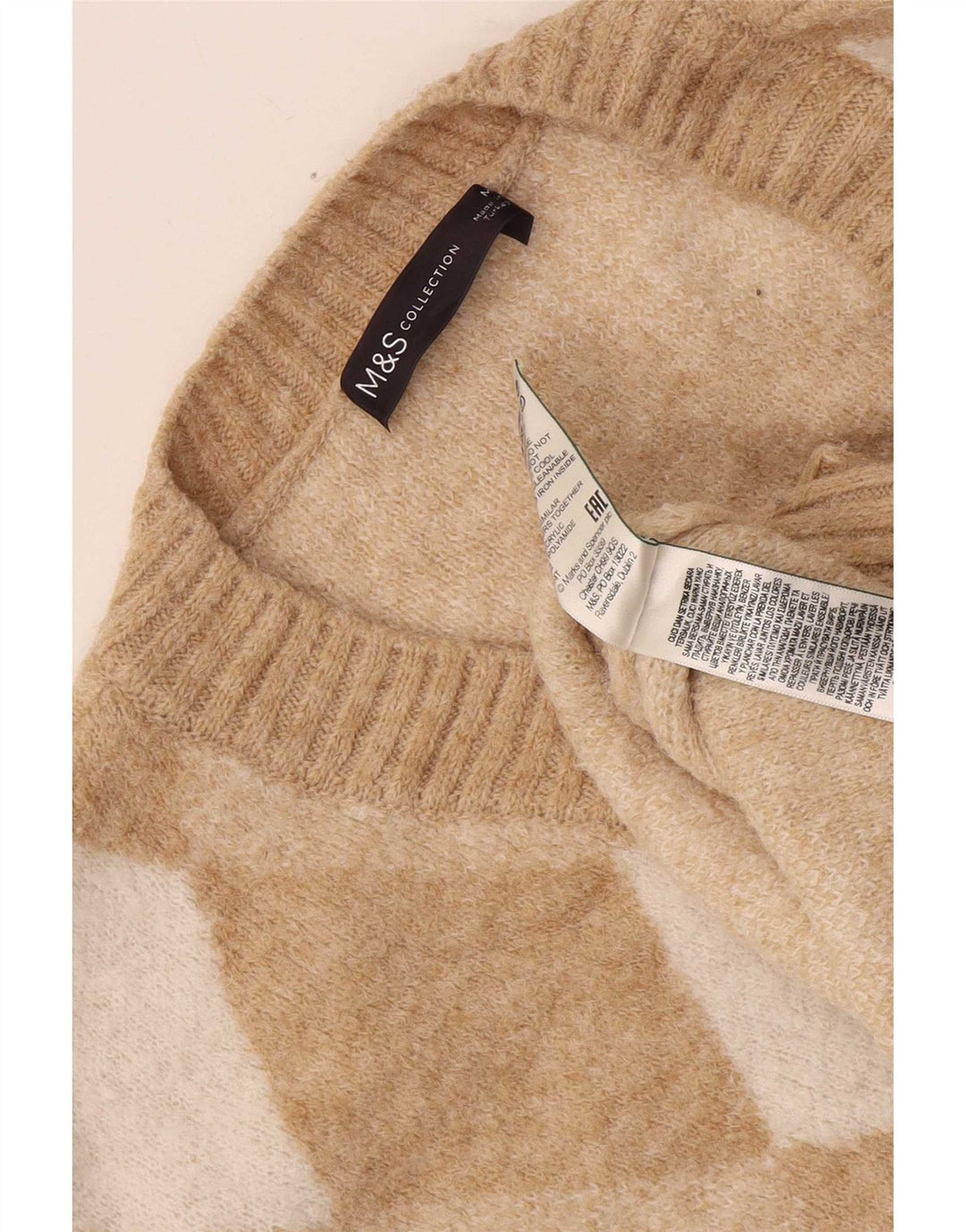 Marks & Spencer Dame V-hals sweater UK 14 Medium Beige