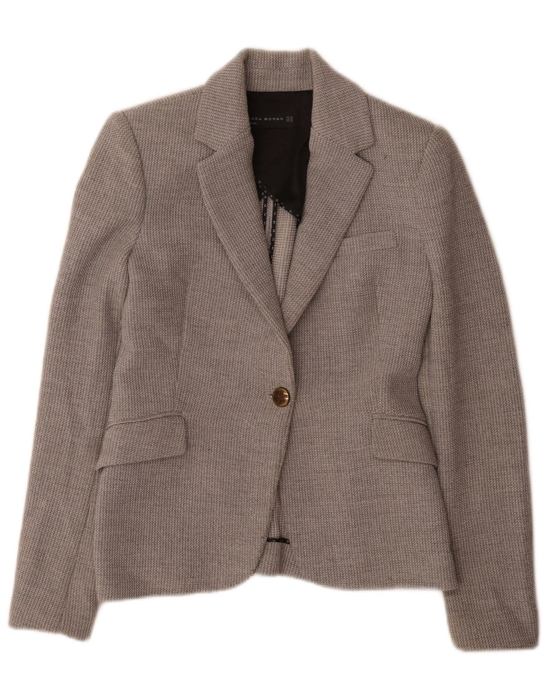 Zara Dame 1 Knap Blazer Jacket UK 6 XS Grå Polyester