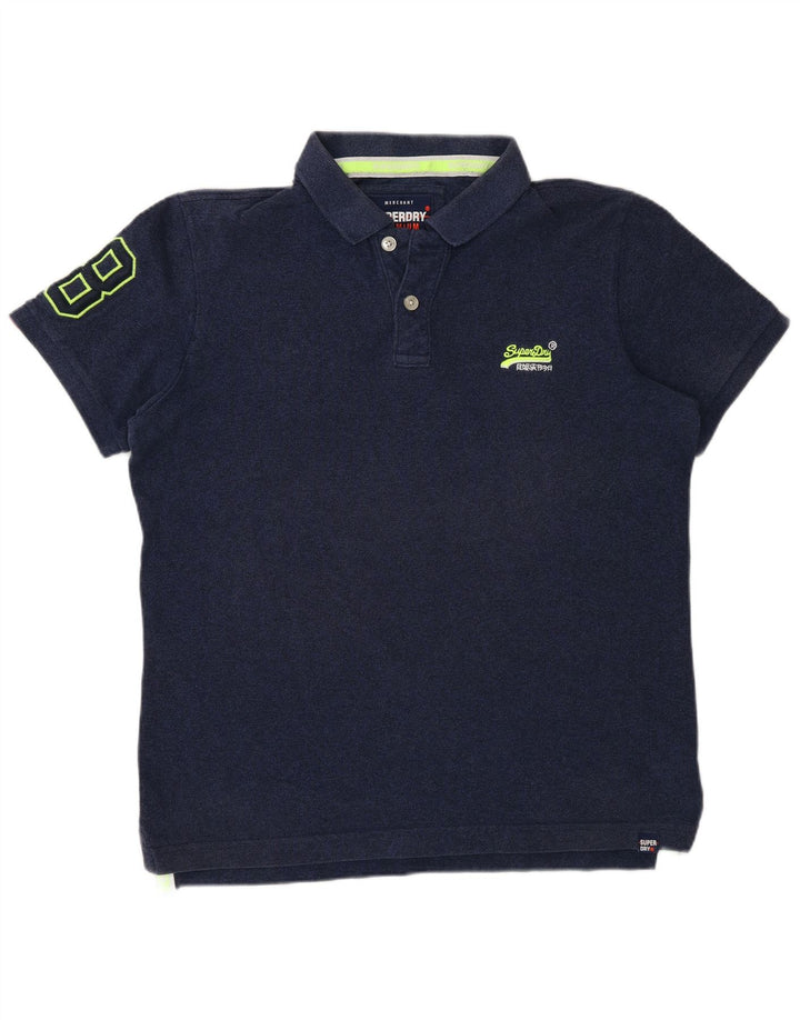 Superdry grafisk poloshirt til mænd XL marineblå bomuld