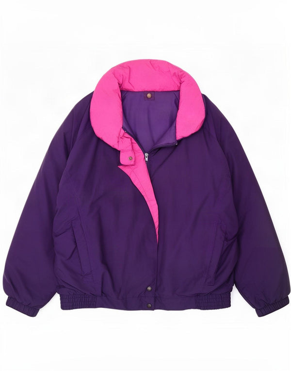 Skiss Dame Grafisk Oversized Skijakke EU 46 XL Lilla Colourblock