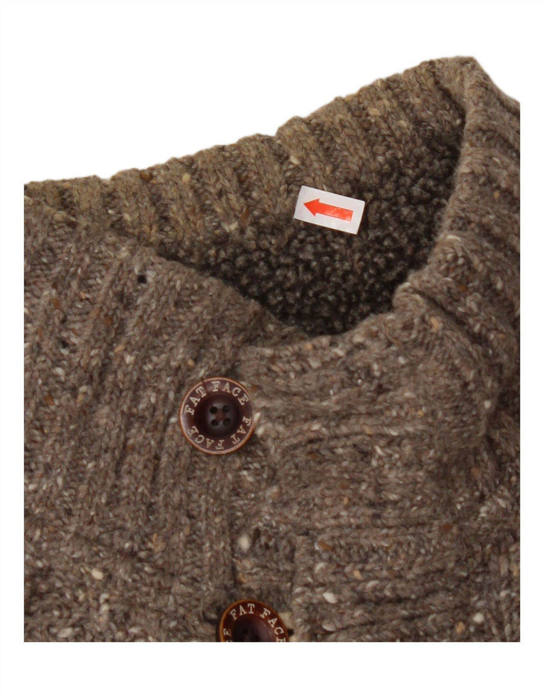 FAT FACE Mens Button Neck Jumper Sweater Small Grey Flecked Wool