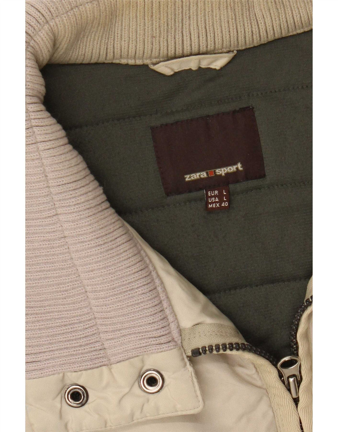 Zara Herre Bomber Jacket UK 40 Large Beige