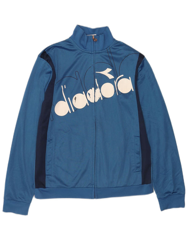 Diadora drenge grafisk træningsdragt topjakke 13-14 år 2XL blå farveblok