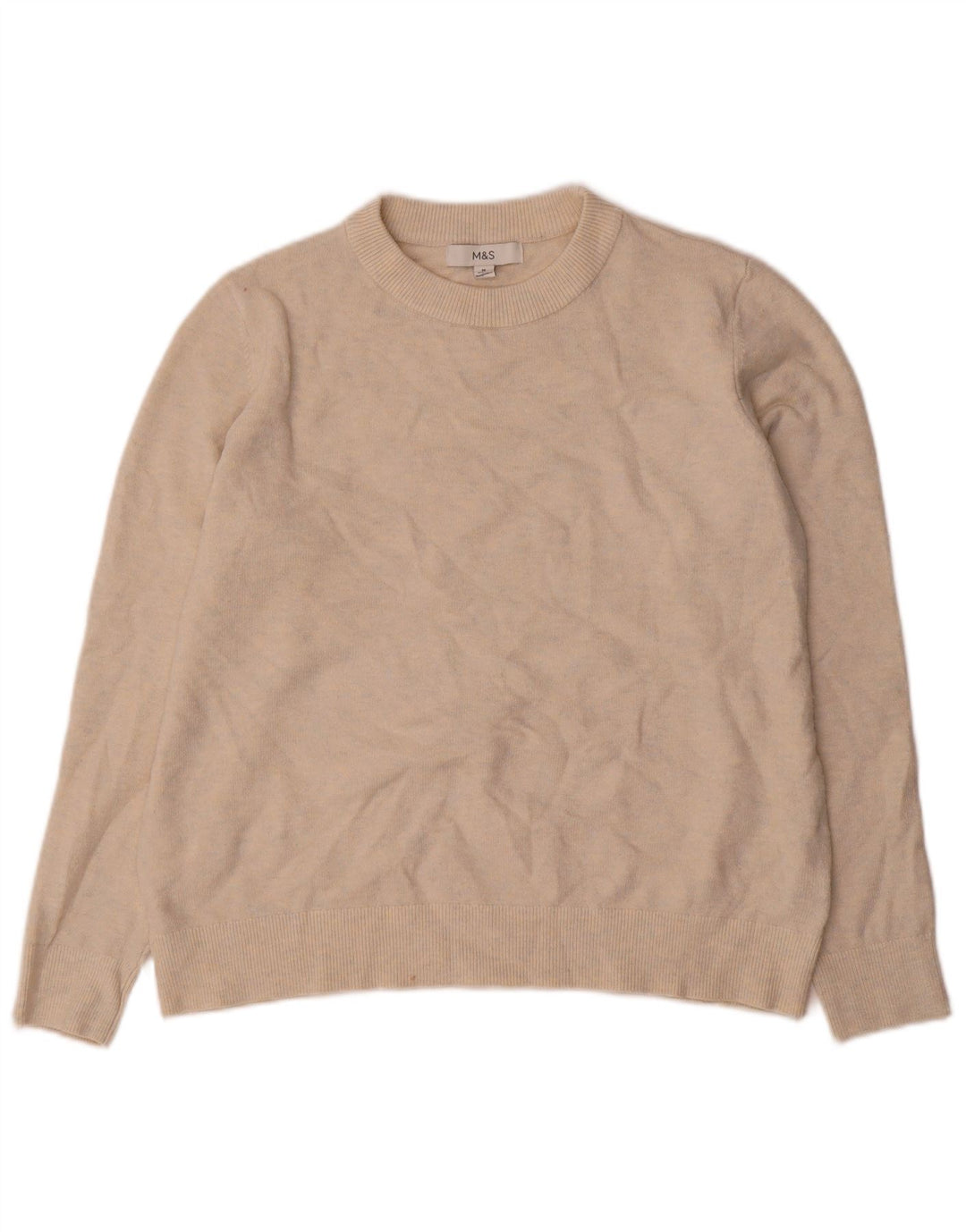 Marks & Spencer Dame sweater med rund hals DK 14 Medium Beige Flecked