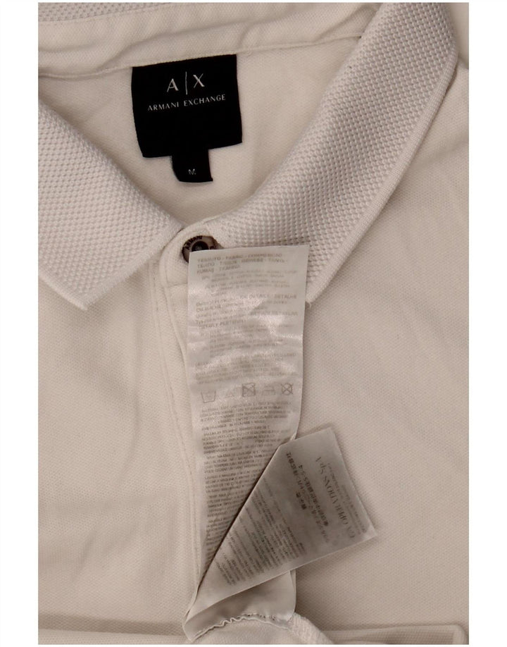 Armani Exchange Herre langærmet poloshirt Medium hvid bomuld