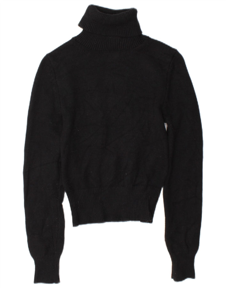 Zara Dame Roll Neck Jumper Sweater UK 10 Small Black Viscose